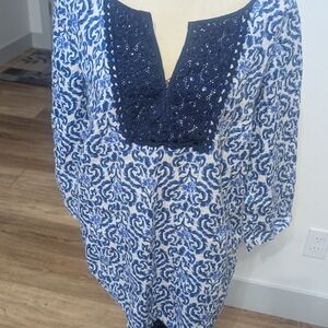 Charter Club Blue and White Tunic Top